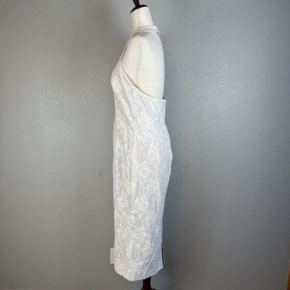 Dress The Population Cassie Halter Midi Dress Size XL White Floral Lace Sequin - Picture 3 of 9
